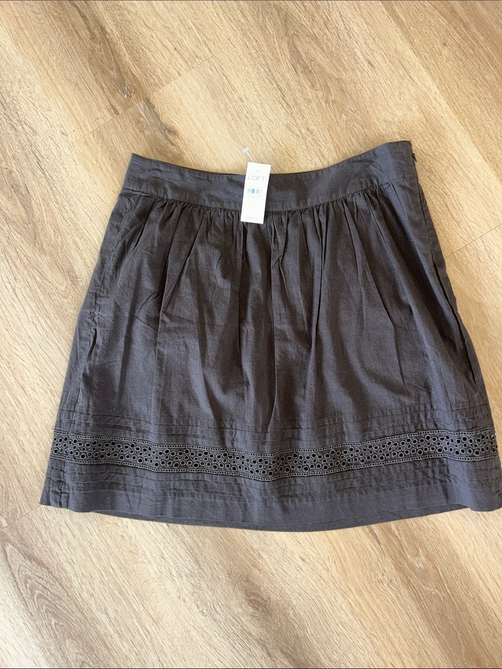 LOFT Black A-Line Eyelet Hem Skirt